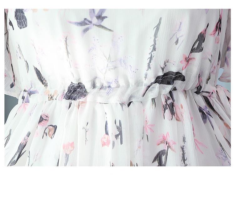 2020 אלגנטי לבן הדפסת שיפון Midi שמלות אביב קיץ חדש בתוספת גודל בציר מסלול קצר שמלת נשים Bodycon המפלגה Vestido