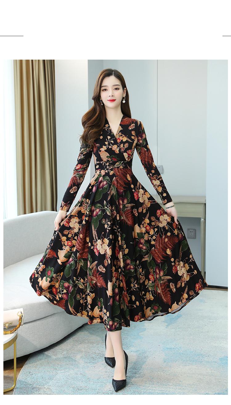 בתוספת גודל אביב סתיו פרחוני אלגנטי שמלות 2021 Vintage לסרוג כותנה חם Midi שמלת נשים Bodycon מפלגה מקרית מקסי Vestidos