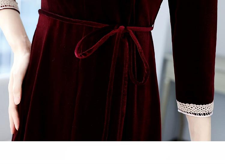 2021 אלגנטי בורגונדי זהב קטיפה בציר Midi שמלת אביב סתיו קוריאני מוצק V-צוואר 3XL בתוספת גודל Vestido נשים Bodycon שמלה