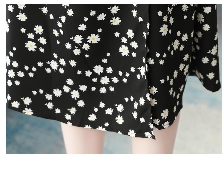 2021 באיכות גבוהה שחור דייזי הדפסת שיפון Midi שמלות קיץ בציר בתוספת גודל שמלה קיצית נשים אלגנטי Bodycon המפלגה Vestidos