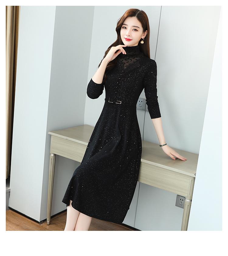 2021 סתיו החורף קוריאני שחור בציר Midi שמלת 4XL בתוספת גודל אלגנטי ארוך שרוול מקרית שמלות נשים Bodycon המפלגה Vestidos