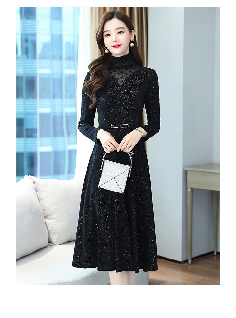 2021 סתיו החורף קוריאני שחור בציר Midi שמלת 4XL בתוספת גודל אלגנטי ארוך שרוול מקרית שמלות נשים Bodycon המפלגה Vestidos