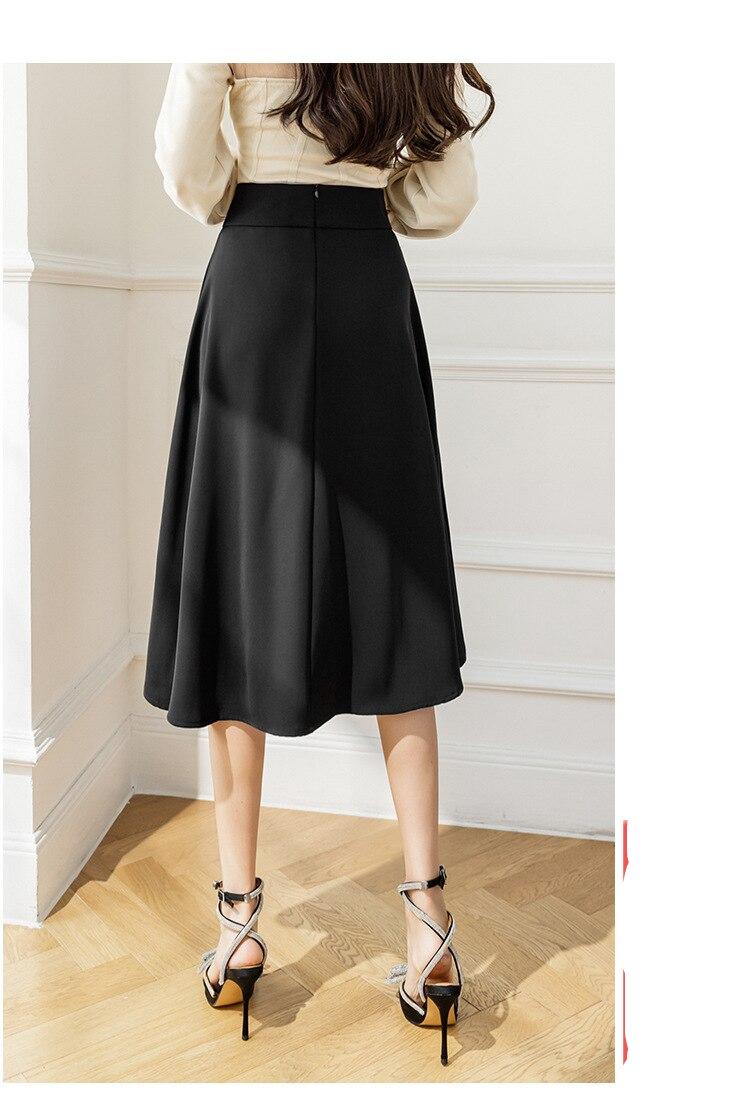 Zeolore אביב קיץ נשים גבוהה מותן אלגנטי אונליין Midi חצאית Workwear אופנה שחור עיצוב שיק גבירותיי ארוך חצאיות QT1585
