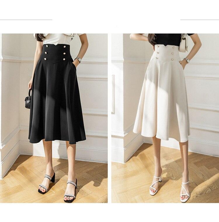 Zeolore אביב גבוה מותניים כפתורי Slim חצאיות קוריאני אופנה שיק אונליין חצאית נשים אלגנטי כל התאמה אמצע אורך חצאית QT1592