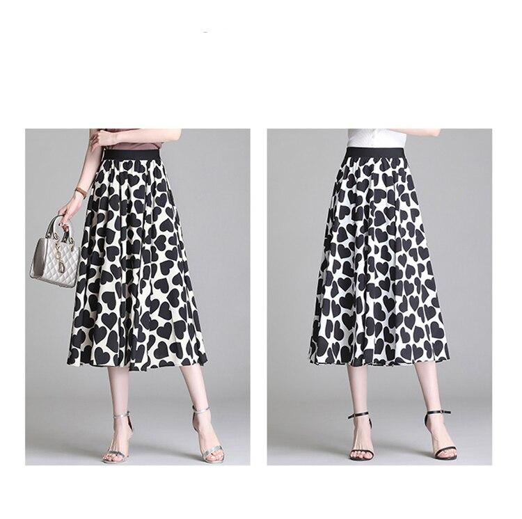 Zeolore אביב אהבת הדפסת אופנה אונליין חצאית לנשים פרחוני מקרית גבוהה מותן Midi חצאית מתוק אלגנטי מטריית חצאיות QT785