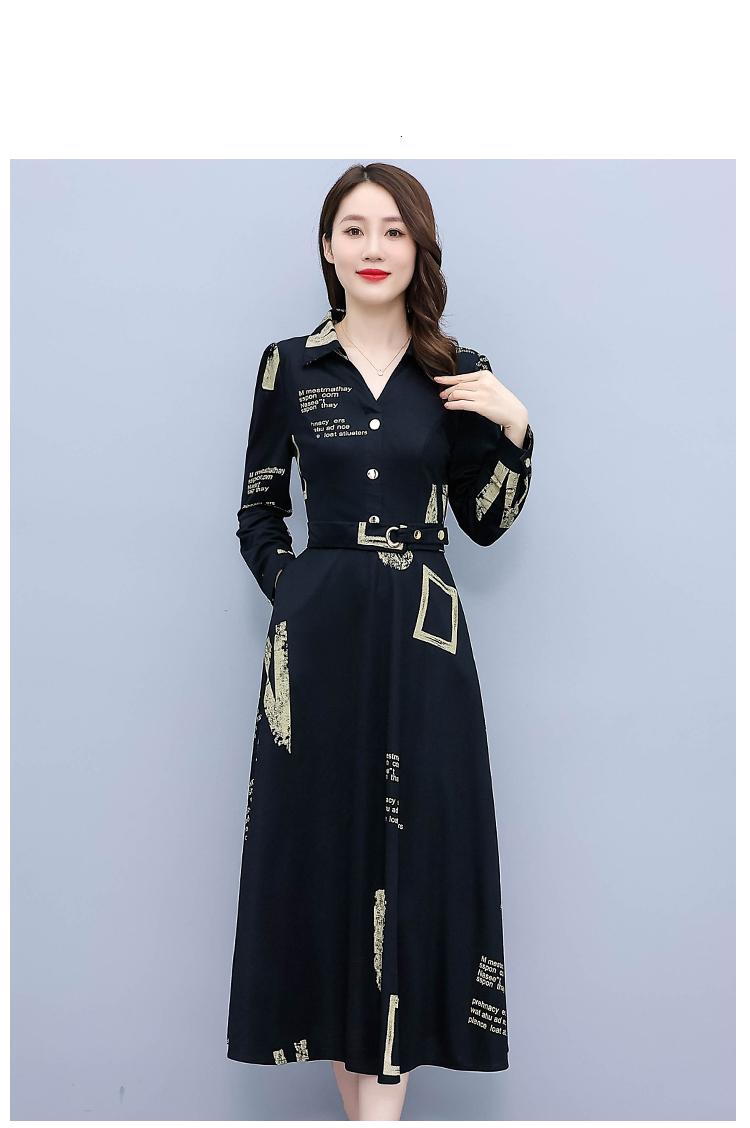 2022 סתיו חדש הגעה שמלת קוריאני Vestidos Elegantes Para Mujer תורו למטה ארוך שרוול נשים ארוך שמלה שחור שמלות